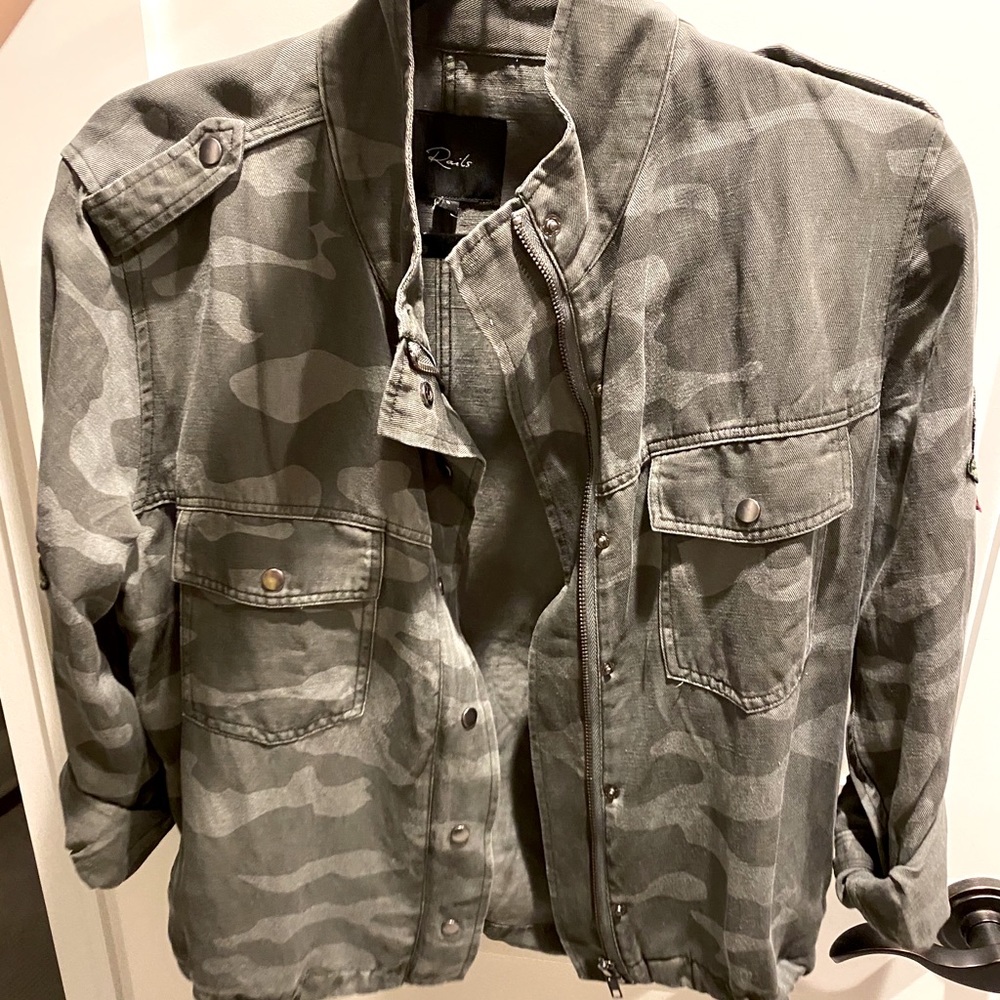 Rails Collins Military Camo Rose Patch Jacket